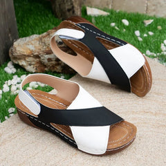 Evelyn™ | Contrast Color Wedge Sandals