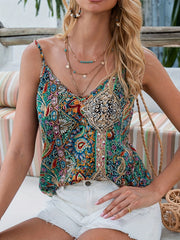 Isadora™ | Elegant Paisley Print V-Neck Cami Top