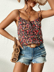 Camille™ | Floral Print Tie-Front Cami Top