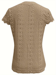 Andrea™ Lace Splicing Notched Neck Top