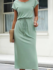 Tara™ Solid Tie Waist Split Side Dress