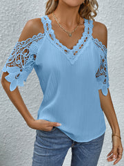 Charlotte™ | Lace Cold Shoulder V-Neck Blouse