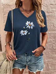 Eden™ Summer Floral Print V-Neck T-Shirt