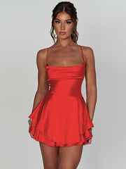 Eva™ Mini Backless Ruffle Slingback Dress