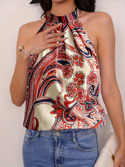 Serena™ | Paisley Print Halter Neck Blouse