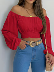 Eleanor™ | Solid Cross Tie Back Crop Blouse