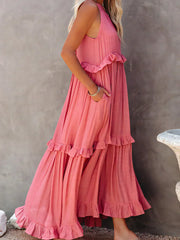 Sophronia™ | Halter Ruffle Maxi Dress