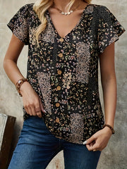 Elora™ | Floral Print V-Neck Pullover Blouse