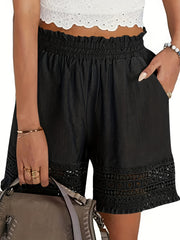 Elena™ | Lace Trim Paper Bag Waist Shorts