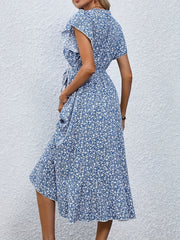 Daisy™ Floral Print Surplice Neck Tied Dress