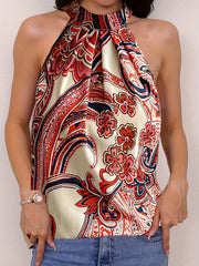 Serena™ | Paisley Print Halter Neck Blouse