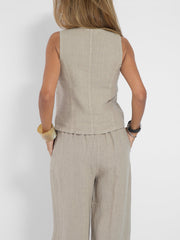 Shonda™ | Buttoned Vest & Wide-Leg Trousers Set