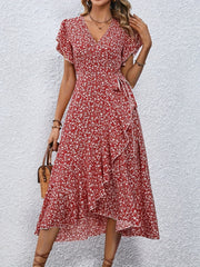 Daisy™ Floral Print Surplice Neck Tied Dress