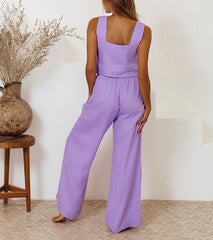 Sayaka™ | Minimalist Top and Wide-Leg Pants Set