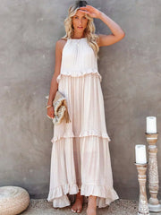 Sophronia™ | Halter Ruffle Maxi Dress