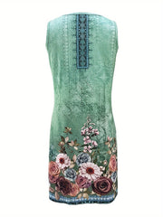 Catherine™ Floral Print Notched Neck Dress