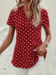 Diana™ | Polka Dots Print V-Neck Blouse