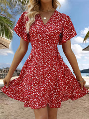 Claire™ Floral Print Ruffle Hem Wrap Dress