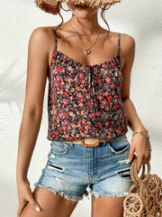 Camille™ | Floral Print Tie-Front Cami Top