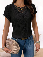 Emma™ Lace Splicing Crew Neck T-shirt