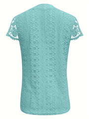 Andrea™ Lace Splicing Notched Neck Top