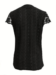 Andrea™ Lace Splicing Notched Neck Top