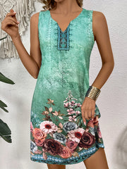 Catherine™ Floral Print Notched Neck Dress