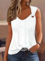 Anna™ I Casual Eyelet Solid Tank Top