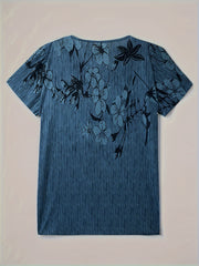 Ella™ | Round Neck Floral Print Henley T-shirt