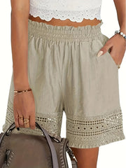 Elena™ | Lace Trim Paper Bag Waist Shorts