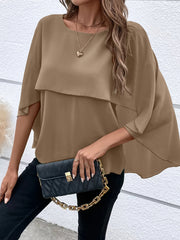 Clara™ | Solid Layered Cloak Sleeve Blouse