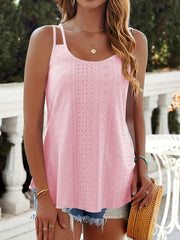 Emily™ | Eyelet Lettuce Trim Cami Top