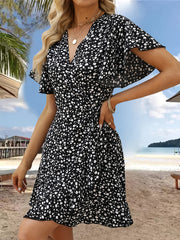 Claire™ Floral Print Ruffle Hem Wrap Dress