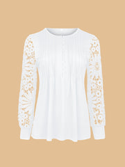 Chloe™ | Lace Contrast Pleated Front T-Shirt