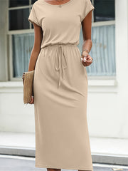 Tara™ Solid Tie Waist Split Side Dress