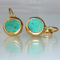 Turquoise™ | Gold Earrings with Stone