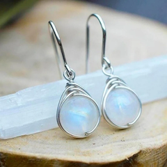 Selene™ | Vintage Moonstone Drop Earrings