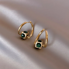 Aurelia™ | Elegant Green Earrings in Gold