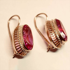 Amouria™ | Vintage Red Crystal Rose Gold Earrings