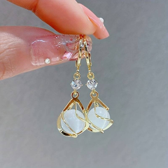 Opaline™ | Vintage White Opal Dangling Golden Earrings