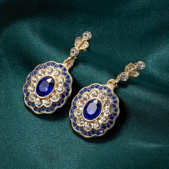 Liora™ | Blue Crystal Mandala Earrings on Vintage Gold